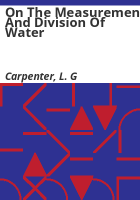 On_the_measurement_and_division_of_water